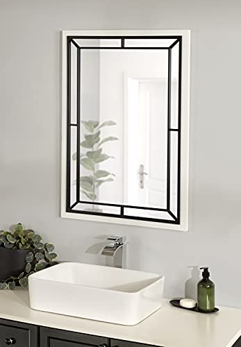 Kate and Laurel Audubon Modern Rectangle Wall Mirror, 24 x 36, White, Coastal Farmhouse Mirror for Wall - Image 2