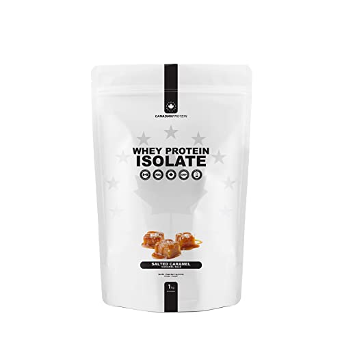 Canadian Protein 100% Whey Isolate 27g of Protein | 1 kg of Salted Caramel Flavoured Low Carb Keto Friendly Workout Recovery Drink | Protein Powder Rich in BCAA Amino Acids