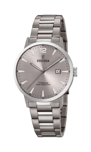 Festina Reloj Hombre F20435/2 Calendario Titanium Caja de Titanio Titanio Correa de Titanio Gris