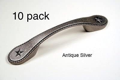 Two Star Pull AS Western Cabinet Hardware Drawer PULLS Texas Star KNOBS (10)