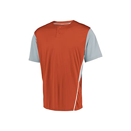 Russell Athletic Youth Two-Button Placket Jersey Burnt Orange/Baseball Grey S