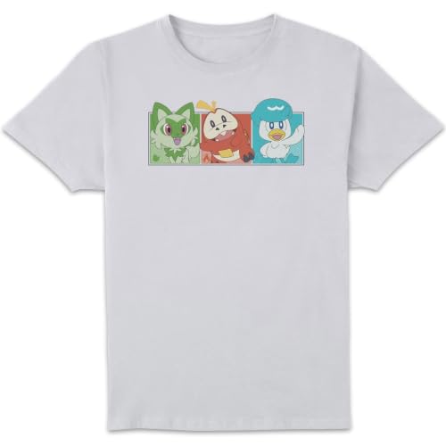 Image of Official Pokémon 1st Starters Panels T-Shirt Mens White - XXL