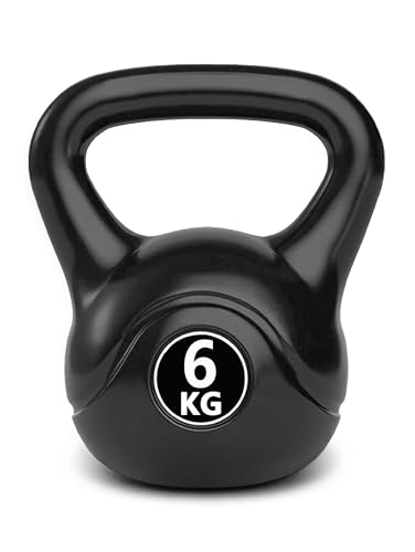 Bestfor Kettlebell Vinyl Coated, Black, Weight Lifting Strength Kettle Bell, for Training, Cardio, Fitness, Muscle Exercise Chart, Body Building, Home Gym Workout 6kg