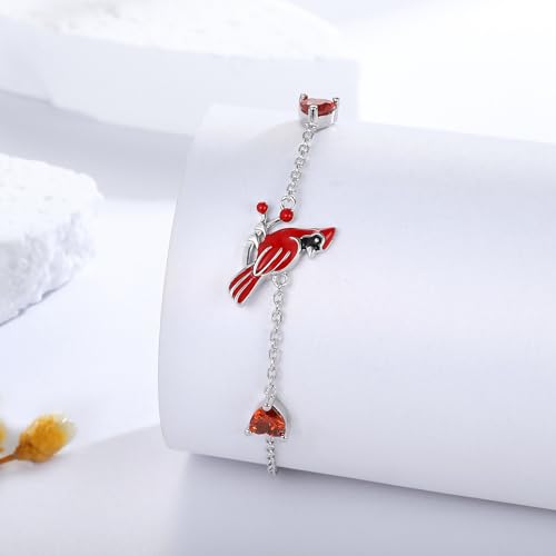 Sterling Silver Red Cardinal Jewelry Bracelet Ring Necklace Women Adjustable Cardinals Memorial Jewelry Sympathy Gift for Family4