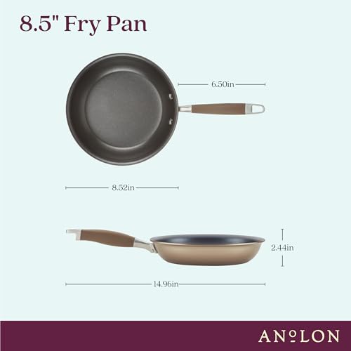 Anolon Advanced Home Hard Anodized Nonstick Frying Pan, 8.5 Inch – Small Non Stick Egg Pan, Durable Nonstick Skillet - Bronze