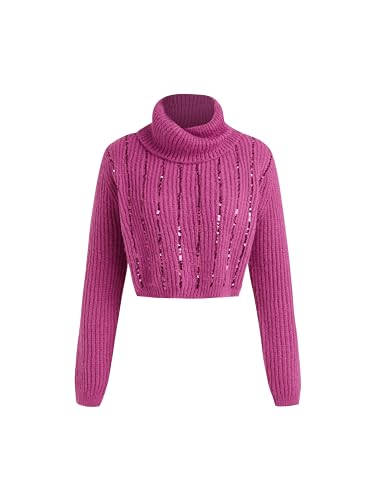 CIDER Wool-Blend High Neck Sequin Stripe Knitted Top