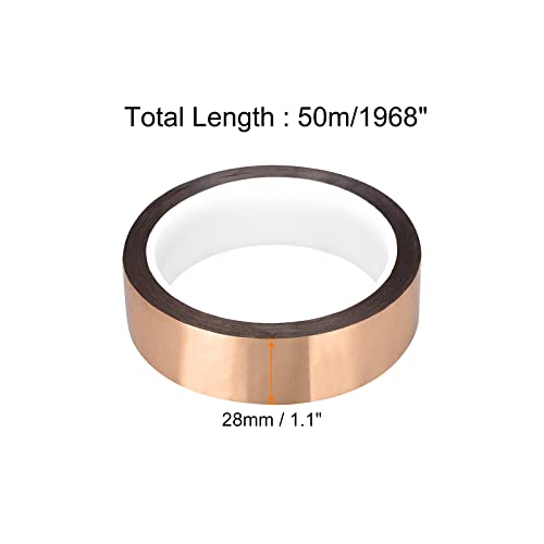 Image of MECCANIXITY Metalized Polyester Film Tape,1.09inch x 54.6yds. Adhesive Mirror Finish Decor Tape for Detailing Accent Wall,Graphic Arts,Wardrobe Crafts Tape 50m x 28mm,Rose Gold Tone