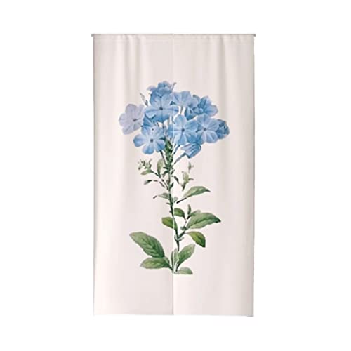 のれん 暖簾 おしゃれ 北欧 目隠し 麻混 花柄 ブルー 150cm丈 180cm丈 かわいい ロング ノレン カーテン 間仕切り 遮光 厚手 無地 綿麻 玄関 キッチン リビング 台所 お風呂 洗面所 出入り口 ドアカーテン ナチュラル シンプル プレゼ