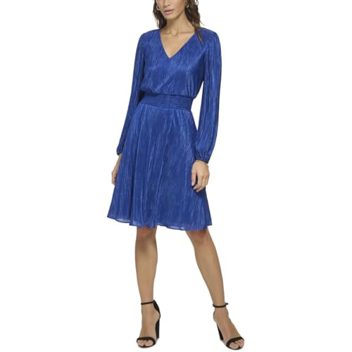 kensie chiffon pleated dress Kensie Dresses Women's Chiffon Smocked Sheath Dress Blue 4 at Amazon  Women's Clothing store