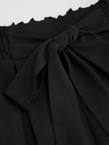 CIDER Mid Rise Ruched Knotted Wide Leg Trousers2