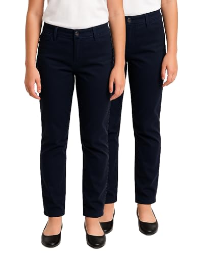Image of dELiA*s Girls 2 Pack Stretch Twill Khaki School Uniform Pants (4-16)