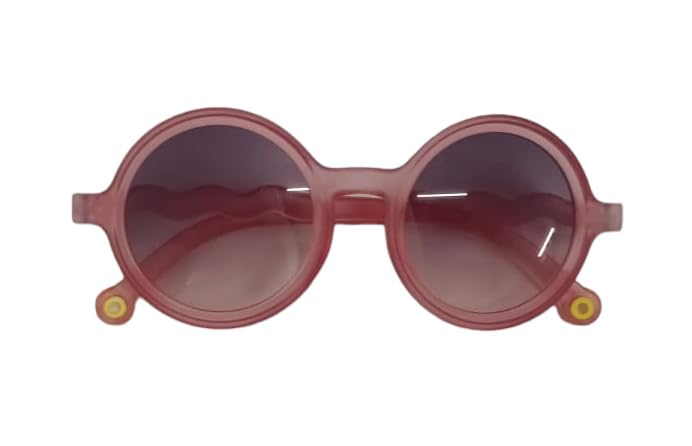 GenericBunty Unisex Round Shaped UV Protected Sunglasses Hunter Foxy Pink Frame, Light Purple Lens/Modern Stylish Polarized Flexible Eyewears for Kids (Small)-Pack of 1