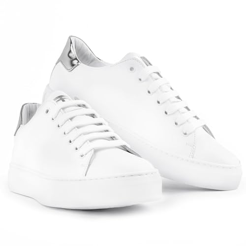Image of Sneakers | 100% Made in Italy White Sneakers - Real Italian Leather Tennis Shoes - Casual Dress for Walking, Work and Daily Wear - Comfortable, Lightweight, Everyday Fashion Footwear