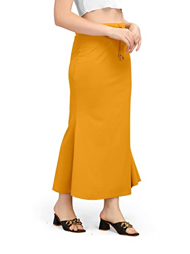 Image of Mogsa Women's Lycra Fishcut Saree Shapewear Petticoat - Tummy Control Slim Fit Stretchable Shaper Skirt with Drawstring & Side Slit for Sarees