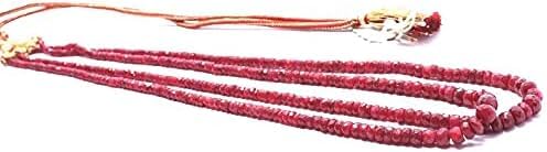 2 Strand Natural Ruby Jade Faceted Rondelle Beads, 3-5 MM Ruby Jade Necklace Beads Gemstone, 18- Inch African ruby rondelle beads, Gemstone For Women