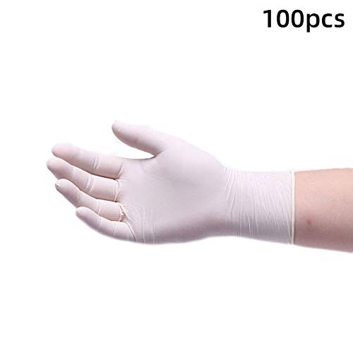 Preisvergleich Produktbild EDQZ 100 x Einweg-Handschuhe, ölabweisend, Arbeitshandschuhe für Zuhause, Büro, Außenbereich, weiß, Large