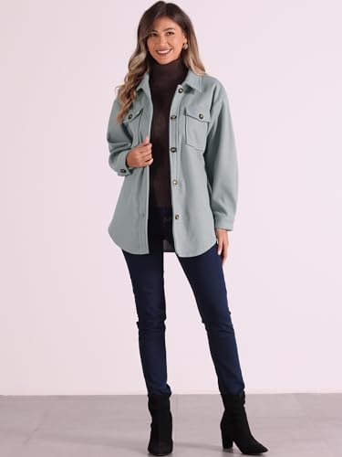 Allegra K Casual Shacket Jackets for Women's Long Sleeve Belted Button Down Fall Jacket Coat with Pockets4
