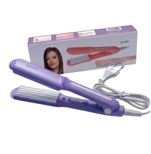 2-in-1 hair straightener & crimper for women | ceramic plate hair styler with adjustable temperature | fast heating hair straightening machine for salon & home use (purple)
