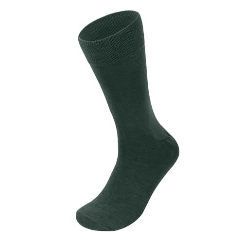 Feraricci Solid Color Polyester Socks for Men Casual and Formal Attire Mid Rise Mens Crew Socks - Hunter Green