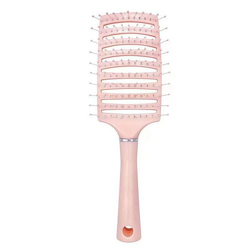 Pink Curved Hair Styling Brush for Women Wet/Dry Curly/Thick Hair Detangling Brush