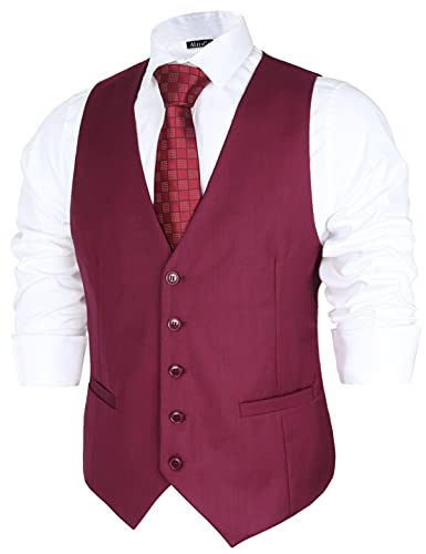Image of Alizeal Mens Classic Solid Suit Vest Regular Fit Tuxedo Waistcoat