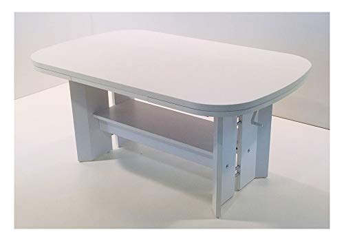 mk24 Couchtisch Jupiter | Weiß | höhenverstellbar, ausziehbar | B/T/H 107-156 x 67 x 52-62 cm Cover