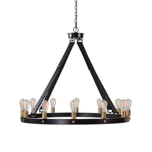 Uttermost 21280 Marlow Circular Chandelier 12 Light Iron/Leather -Traditional Installation cover