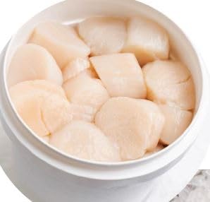Boston Fish, Scallops, Sea, New England, 10-20, Dry, 8 Lb Pack, Premium Atlantic Sea Scallops, Wild-Caught, Naturally Sweet & Briny Flavor, Perfect for Searing & Gourmet Seafood Dishes