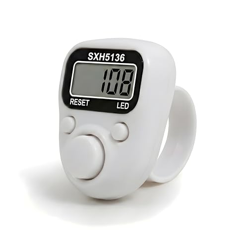Image of Digital Hand Tally Counter, LED Display, Ring Design, Reset Button(Pack of 1) (White)