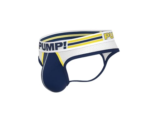 Pump! Recharge Thong Men's Thong | Supportive & Contoured Fit | Breathable & Soft Fabric | Comfortable Elastic Waistband Blues/White