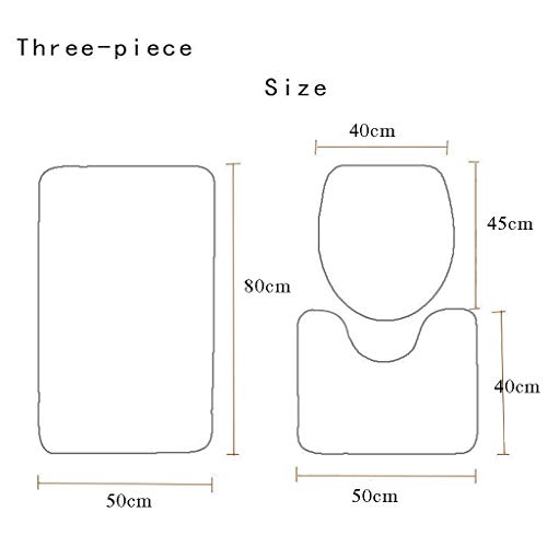 XUEPING Badematte Set,Badematte+Pedestal Mat+WC-Sitzbezug 3 Stück Set Rutschfeste Bad Wolldecke 3D Urlaub Dekoration… – Bild 5