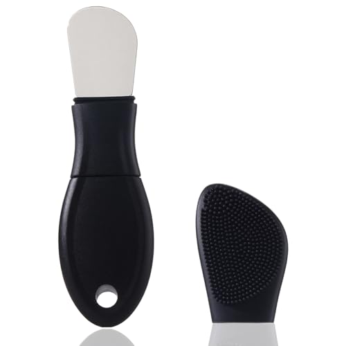 YUSAGO Multifunctional Face Washing Brushes 2 in 1 Pore Cleaning Brush & Blackhead Scraper Pimple Extractor for Women Men Face Scraper Skin Spatula Pore Scrubber for Deep Cleansing.(Black)