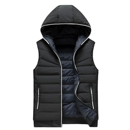 Gilet homme épais réversible à capuche veste sans manches pour le sport en plein air automne hiver