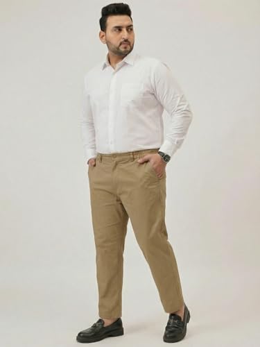 Image of Plus Size Men Stretchable Chino Pants Pure Cotton Casual Trousers for Men