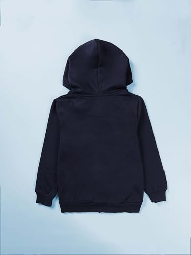 Image of KiddoPanti Boys Solid Cotton Full Sleeve Zip-Up Front Open Hooded Sweatshirt