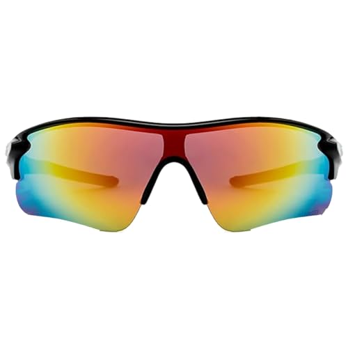 Image of Packard Non Polarized Oversized Sports Sunglasses for Men Women, Outdoor Cricket Cycling Hiking Fishing Sunglasses (Black Red, Yellow)