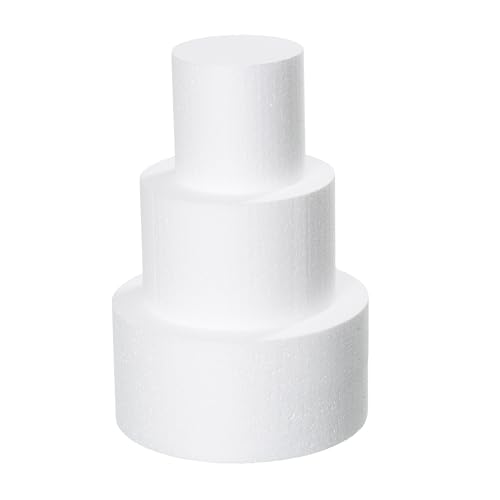 Fessary 3 Tiers 4 6 8 Round Styrofoam Cake Dummies Set 12 Inch Tall White Fake Cake Dummy Cake for Wedding Cake Supplies Decorating Birthday Baby Shower Display