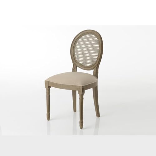 Amadeus - Chaise Taupe en Acajou Médaillon