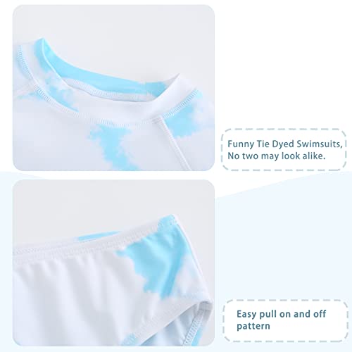 Image of Girls Long Sleeve Rash Guard Set Tie Dye Bathing Suits Two Piece Swimsuits for Kids Swim Shirts 3-16 Years