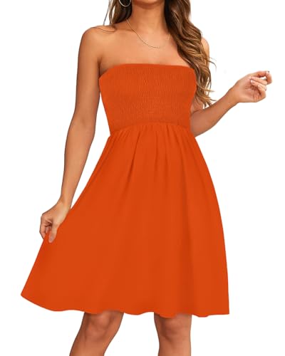 Image of elescat Summer Dresses for Women 2026 Strapless Casual Beach Cover Ups Tube Top Sundress