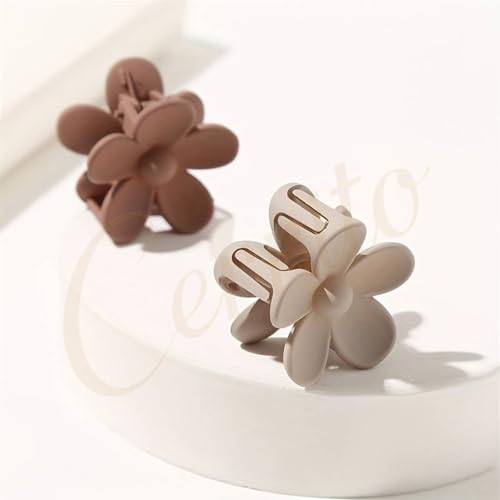 Image of Cerrito 6 Pcs Small Matte Hair Claw Clips for Women & Girls | Flower Mini Clamps | Strong Hold NonSlip Clips for Thick & Thin Hair | Neutral Color | Durable Hair Accessories for Casual, Styling | Multicolor
