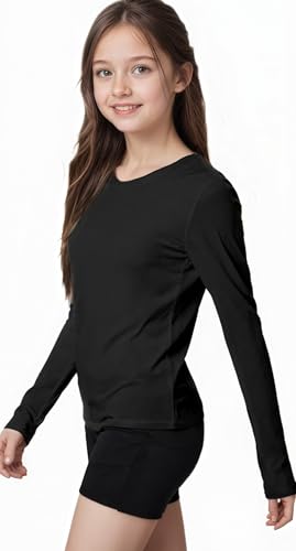 SELINK Girls Long Sleeve Athletic Shirts Crewneck Gym Tees Kids Quick Dry Lightweight Sports T Shirts Basic Tees4