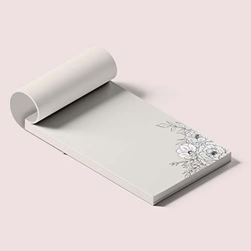 Image of Dashleigh Lux Floral Ivory and Black Notepad, 100 Sheets (4x6 in. - Unlined)
