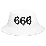 Black 666 Bucket Hat – Number of The Beast Occult Embroidered Cotton Cap for Black Metal & Dark Aesthetic Fans