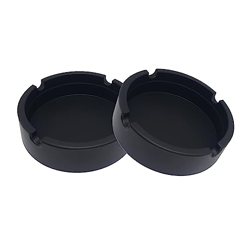 SOQKEEN Ceniceros de Silicona Cenicero Exterior de 2 Piezas Cenicero Portatil Antiadherente Resistente al Calor Juego de Ceniceros Originales para Casa, Oficina o Exterior (2 negro)
