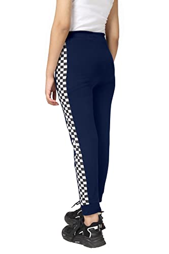 Image of KYDA KIDS Girls 100% Cotton Chess Print Track Pants | Elastic Waist Regular Fit | Soft Breathable Kids Casual Wear with Side Pockets Multicolor (Pack of 1)