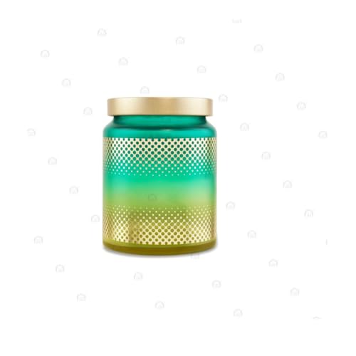 Image of CROCO JAR Premium Color Coated & Printed Round Container | Stylish & Durable Storage Jar for Kitchen, Snacks, Spices & More | Blue-Mat with Yellow Golden Cap | 770ML | Set of 2