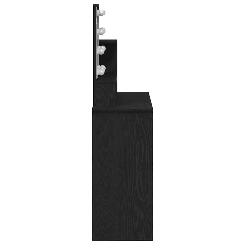 Schminktisch mit Regal Schwarz Eichen-Optik 86,5 x 35 x 136 cm moderner Make-up Tisch mit Stauraum, Acrylspiegel, vielseitigem Design für Schlafzimmer, Homeoffice, minimalistische Räume