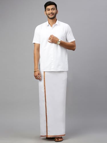 Image of RAMRAJ COTTON Men Black Fancy Border Single Layer Dhoti Crafted For Festive Occasions And Classic Ethnic Style