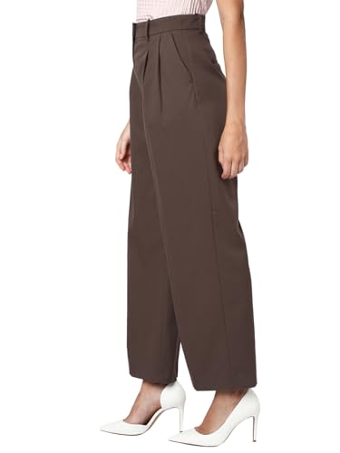 VERO MODA Damen Vmnila Mw Loose Dad Pant Noos Stoffhose, Chocolate Brown, 42W x 32L